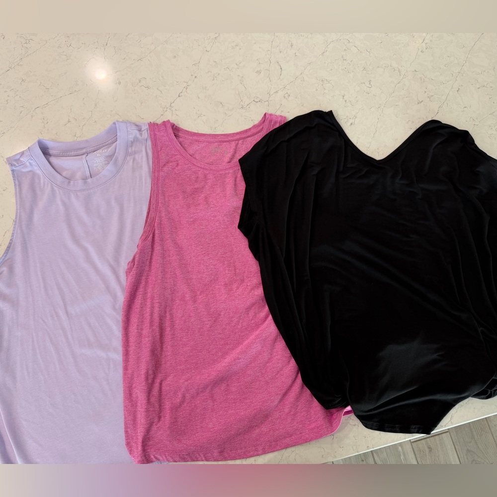 BUNDLE 3 Women's workout Tops - Lavender, Pink, and Black